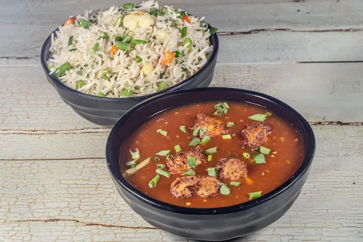 Chicken Manchurian With Fried Rice/Chowmein