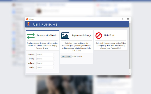 UnTrump.me chrome extension