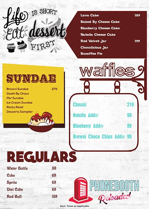 Phonebooth Cafe menu 