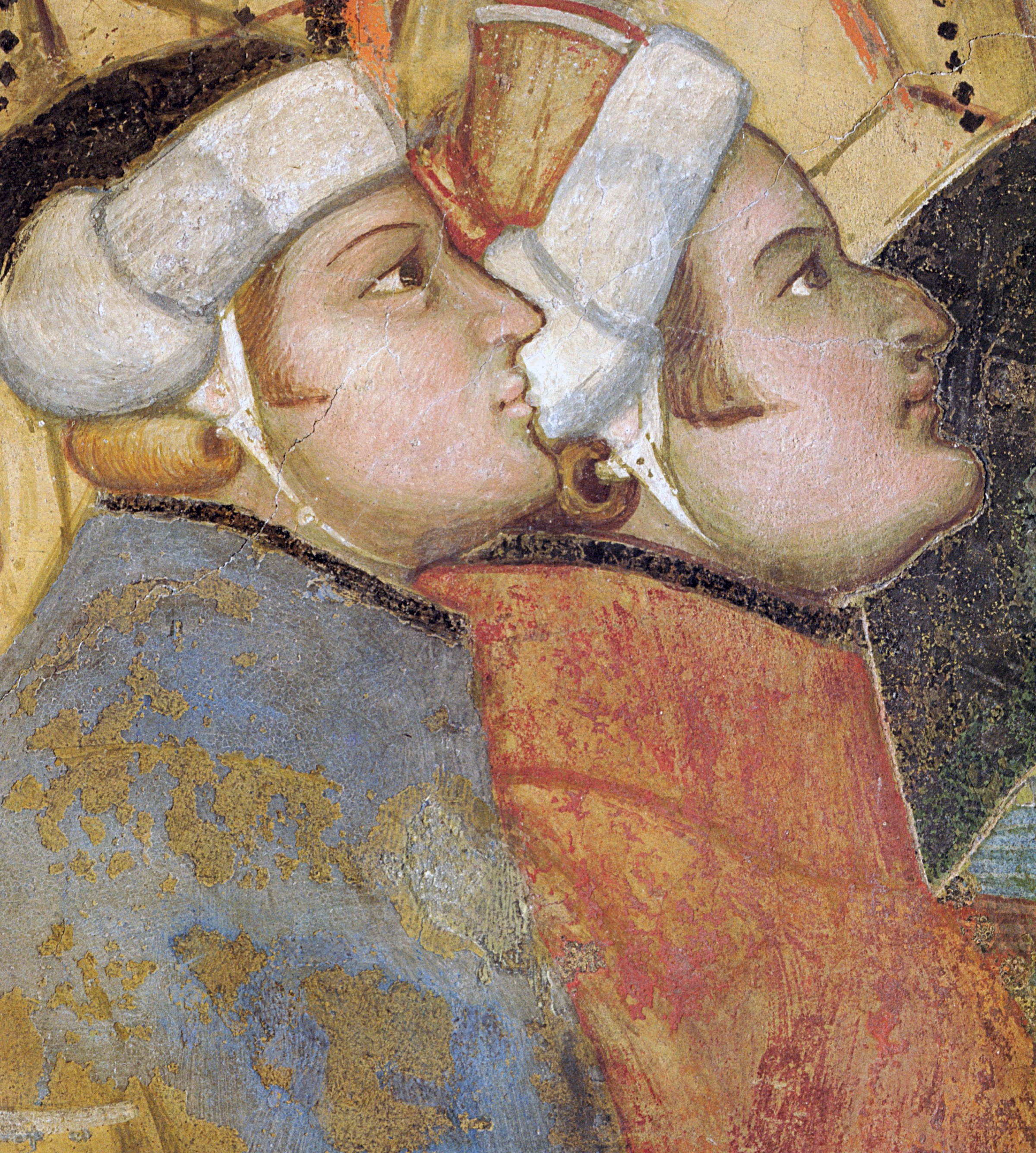 Ambrogio Lorenzetti, Allegoria del Buon Governo, (particolare, dei ventiquattro cittadini a fianco della Concordia, icone dei funzionari senesi), Sala della Pace, Palazzo Pubblico, Siena