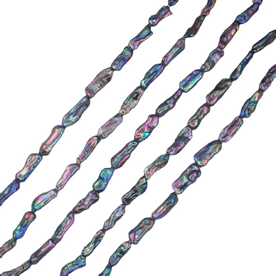 Zwarte Parel met verticaal gat, natuurlijk zoetwater sieraad. Perfect voor unieke kettingen en hangers. Natuurlijke elegantie.