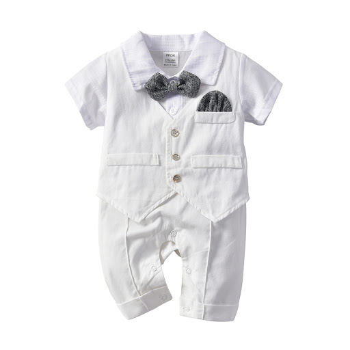 Title 5, Boys Fake Two-piece Romper With Bow Tie Gentlem...