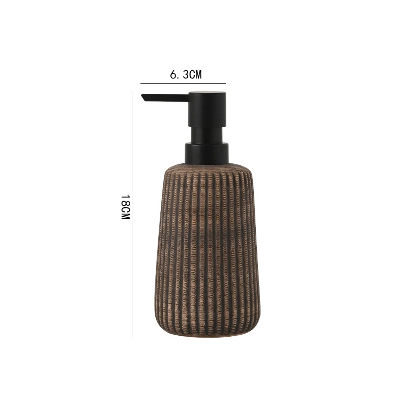 Retro kreative Keramik Lotion Flasche mit vertikalem Muster, stilvolles Badezimmeraccessoire, langlebig und dekorativ, ideal für Lotionen.