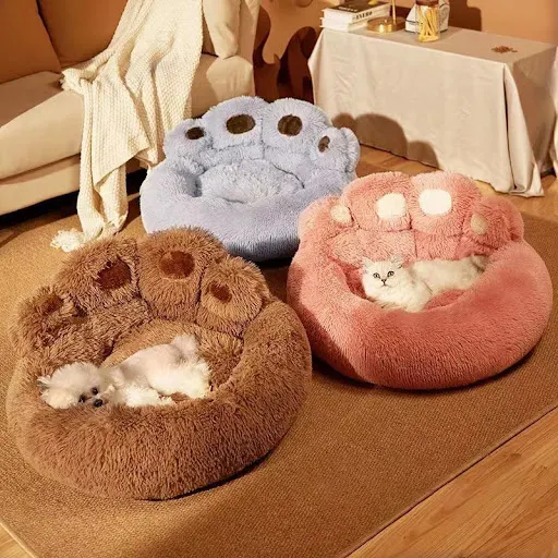 Cute Bear Paw Dog Bed Plush Winter Warm Mat Pets Kennel Large Dog Sleeping Bed Puppy Cat Sofa Blanket Cushion Pets Acces