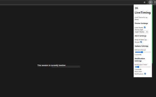 LiveTiming Dark Theme & Lap Alerts