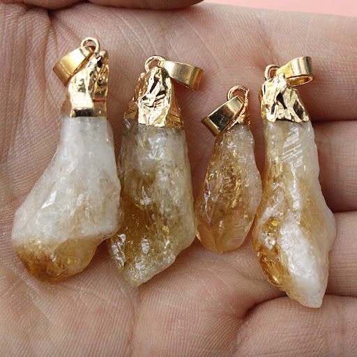 Title 2, Irregular Natural Brazil Citrine Necklace Penda...