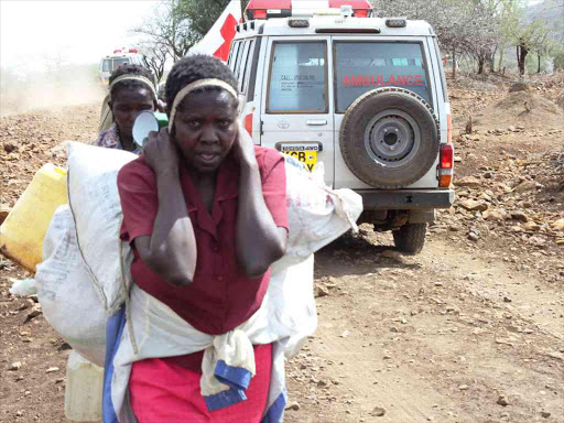 Victims of bandit attacks fleeing from their homes in Nyimbei, Baringo South, February 2017. /JOSEPH KANGOGO