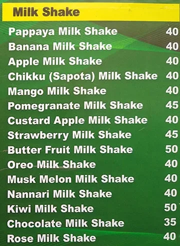 Fresh Juice Center menu 