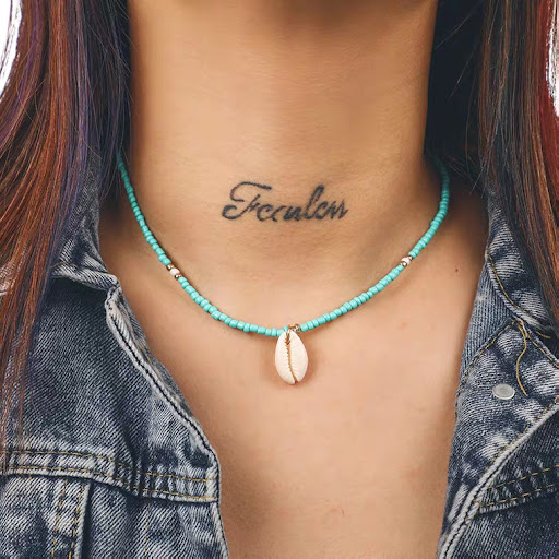 Title 1, Fashionable Boho Green Rice Bead Shell Necklace