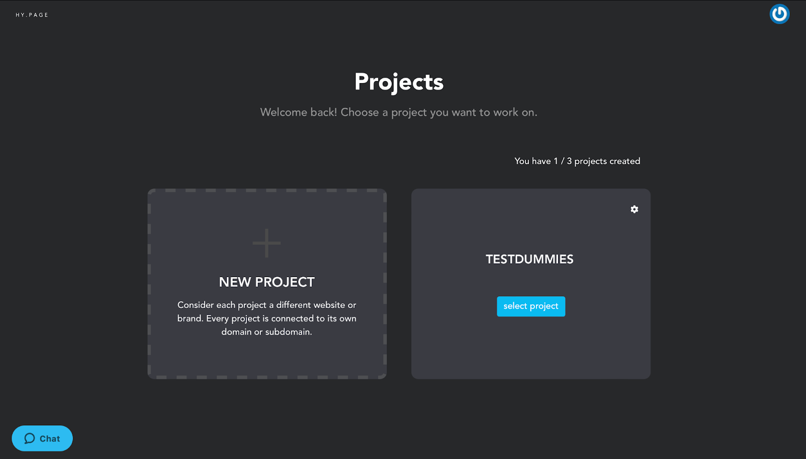 Hypage review Projects tab