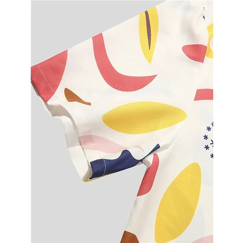 Multicolor Rainbow Print Short Sleeve Men's Shirt