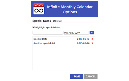 Infinite Monthly Calendar