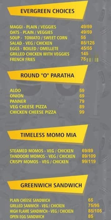 Round O' Clock Cafe menu 