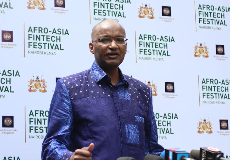 Speaking during the Afro-Asia Fintech Festival CBK governor Patrick Njoroge.