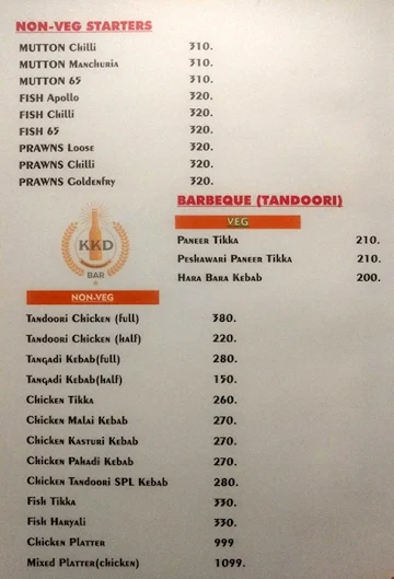 KKD Restaurant & Bar menu 