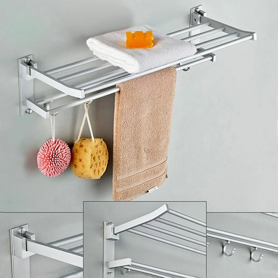 Bathroom shelf towel rack combo. Maximize bathroom space with this stylish shelf and towel holder, keeping towels organi