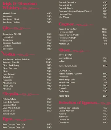 Tease - Vivanta By Taj menu 