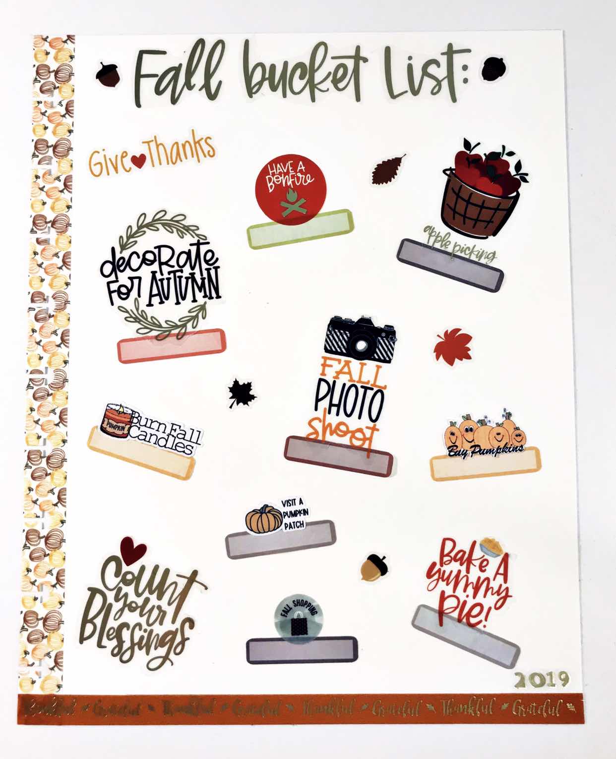 Printable Fall Autumn Bucket List Planner Stickers for Planner Decorat –  The Paper Hen