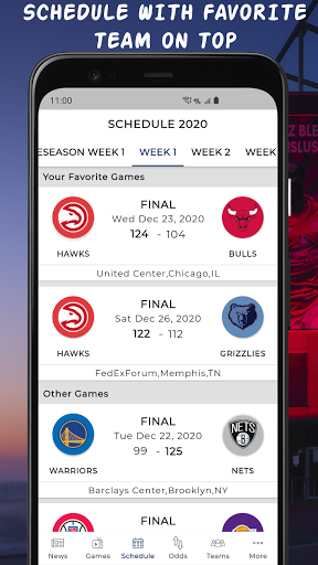 Screenshot Basketball NBA Schedule & Scor