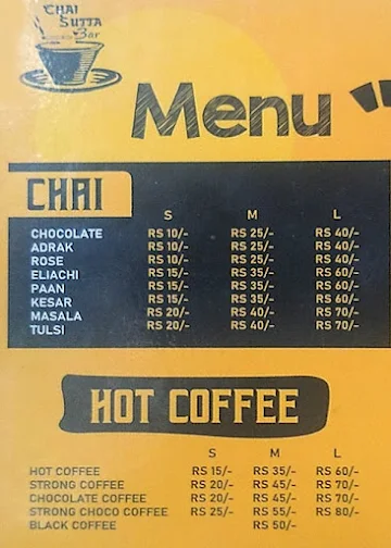 Chai Sutta Bar menu 