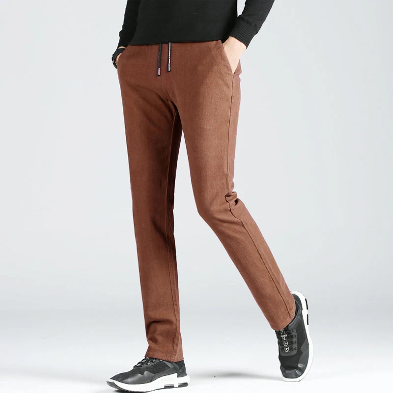 Men's solid color casual trousers