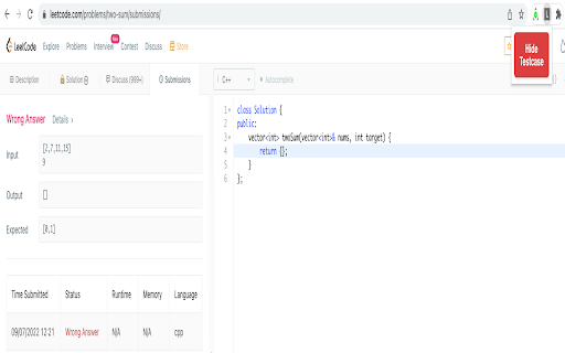 Leetcode Hide Testcase