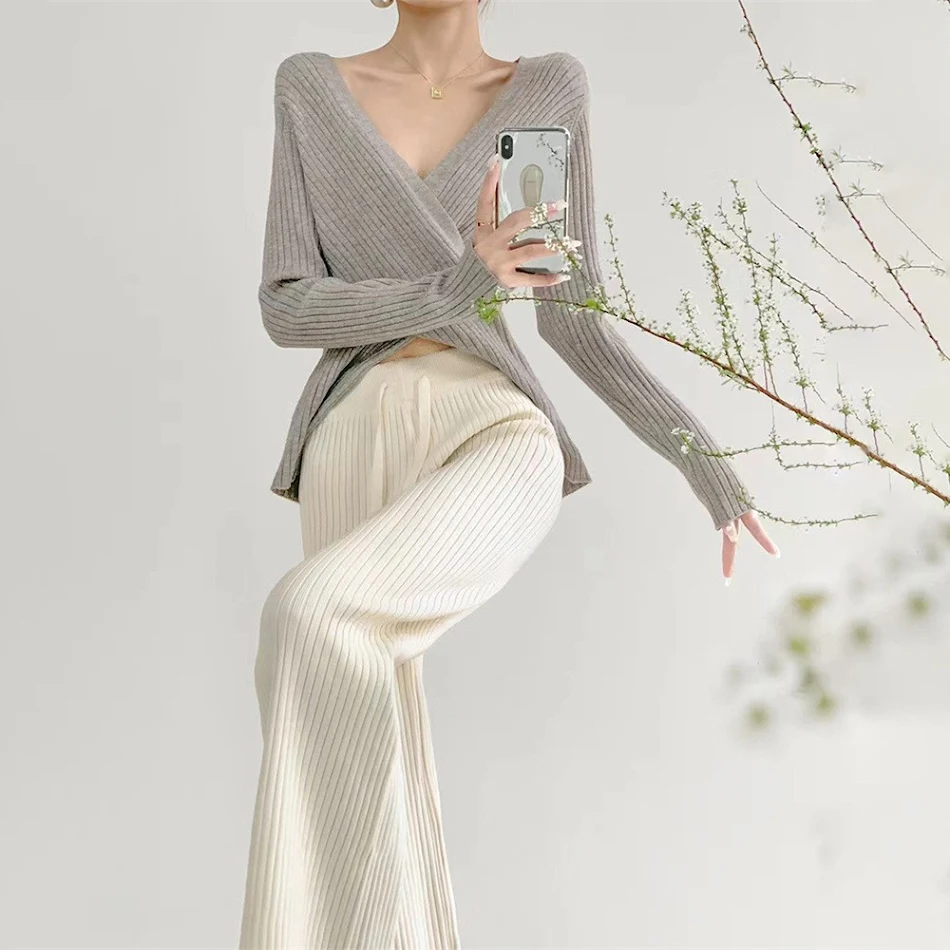 Pantalones de punto suaves y adelgazantes de cintura alta para mujer Comodidad y estilo combinados, realzando tu figura con elegancia y suavidad.