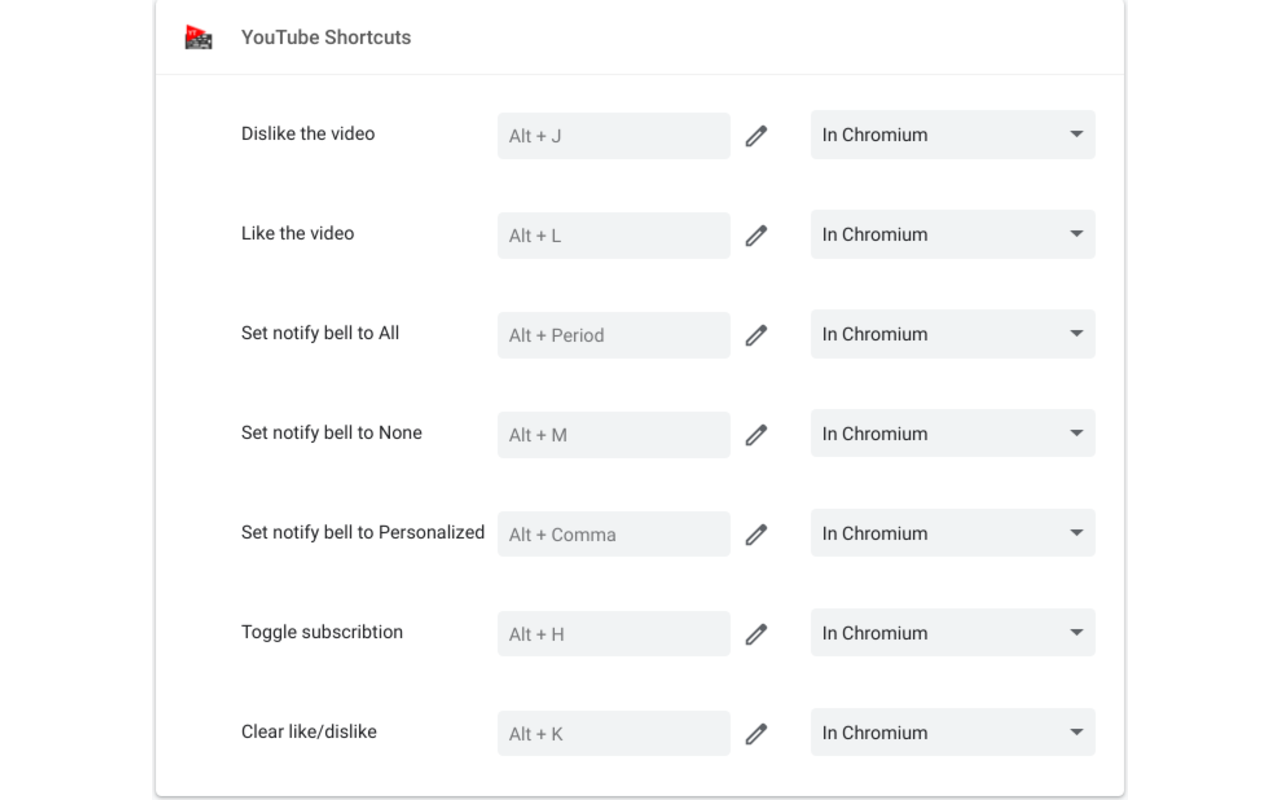 YouTube Shortcuts Preview image 0