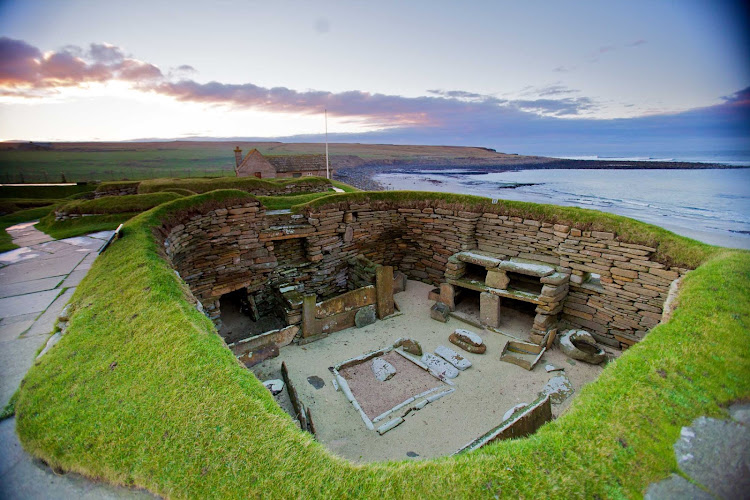 The neolithic village of Skara Brae in the town of Sandwick in the Orkney district of Scotland. 