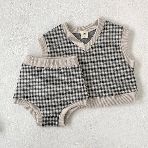 Title 3, Toddler Cute Plaid V-neck Vest Suit for special...