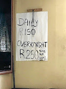 A sign at a B&B in Putfontein, Benoni, where Sibanda died