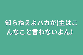 知らねえよバカが(主はこんなこと言わないよん）