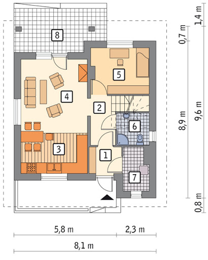 Dom na rozstaju - C214 - Rzut parteru