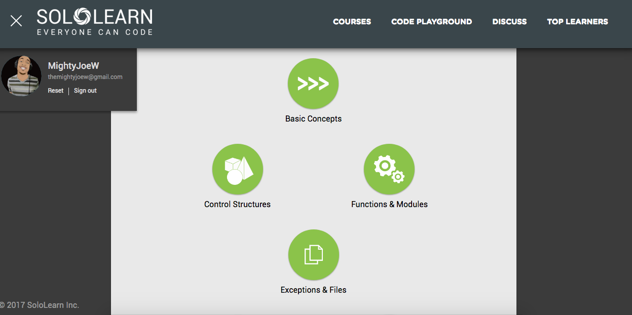 SoloLearn Python progress