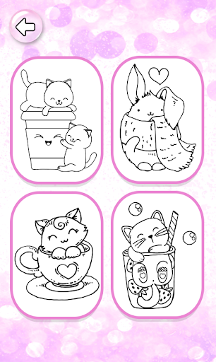 download kawaii coloring pages with glitter  drawing book