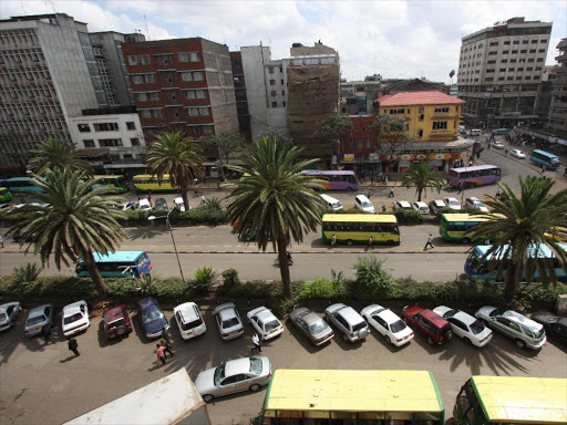 The panoramic view of car parks along Moi Avenue in Nairobi./FILE