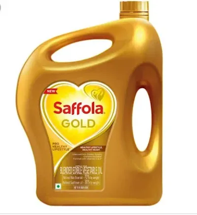 Saffola Gold Refined Cooking Oil | Blended Rice Bran & Sunflower Oil | Helps Keeps Heart Healthy - 5 ltr