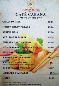 Cafe Cabana - Hotel Godwin menu 2