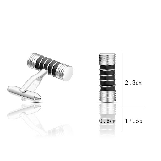 Title 6, Black and Blue Stripes Cylindrical High-End Cuf...