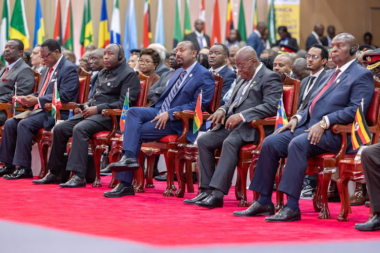 Some of the African Heads of state and Government at the International Development Association (IDA21) summit in Nairobi on April 29, 2024.