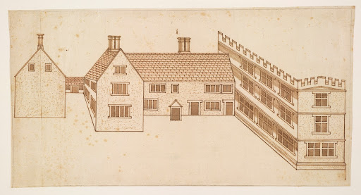 Design for a house with a castellated wing: perspective view