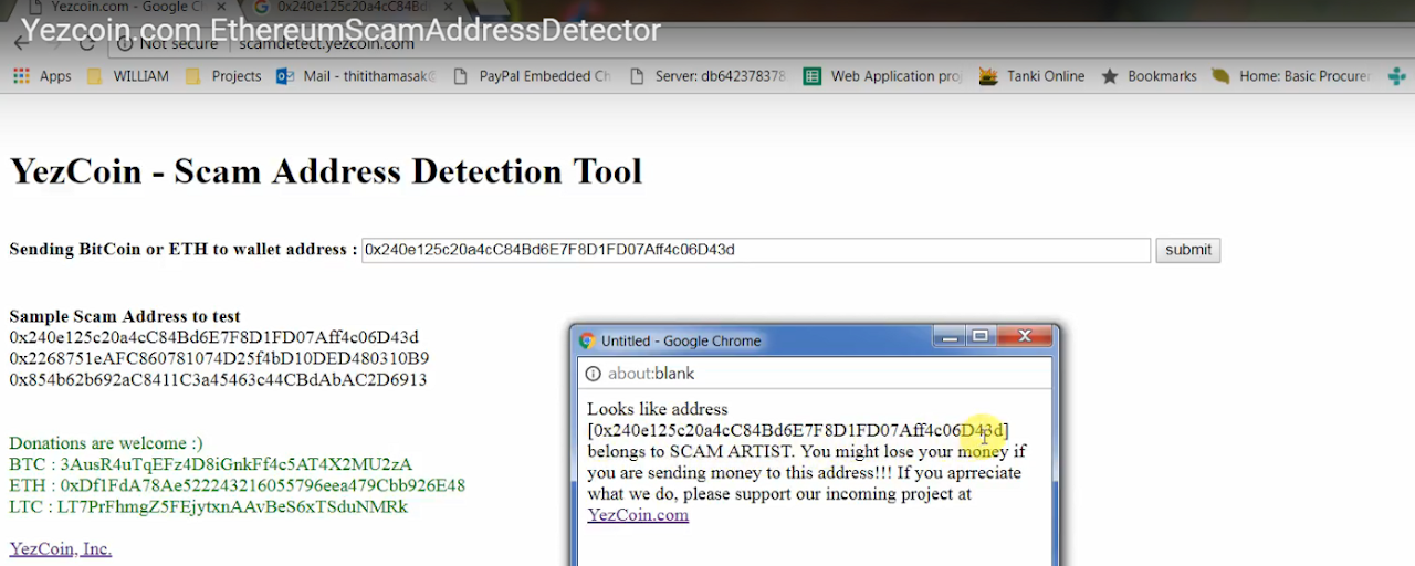 Yezcoin Ethereum Scam Address Detector Preview image 2