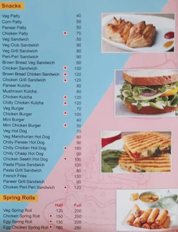 The Baking paradise menu 