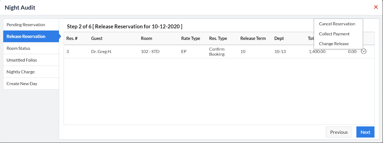  Step 2.1 of the Night Audit Process in eZee Absolute 