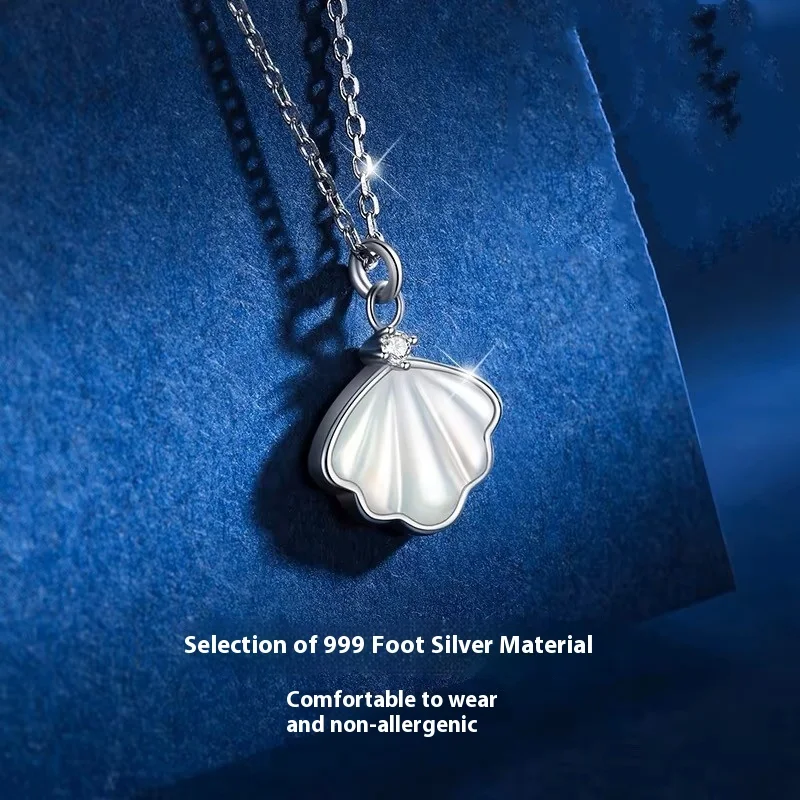 S999 Sterling Silver Shell Necklace for Women, Simple Clavicle Chain, elegant and refined, a perfect everyday accessory 