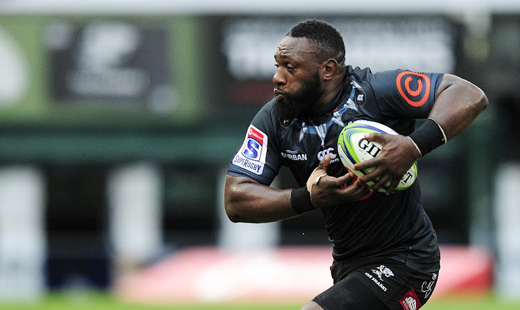 Tendai Mtawarira of the Cell C Sharks in action during the Super Rugby game against the DHL Stormers at Kings Park Stadium in Durban on March 2 2019.