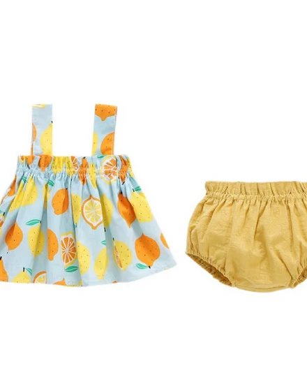 Baby Girls Sunflower Print Sling Set Sleeveless Clothes S... - 3