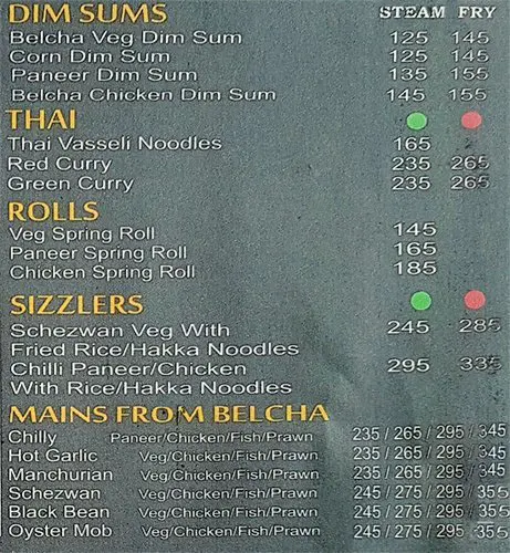 Belcha Restaurants menu 