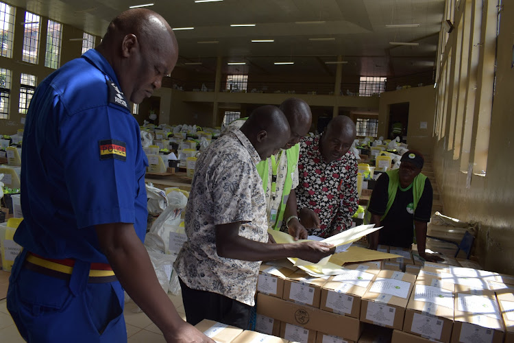 Officials of the Independent Electoral and Boundaries Commission making final preparations ahead of by-elections on December 8.