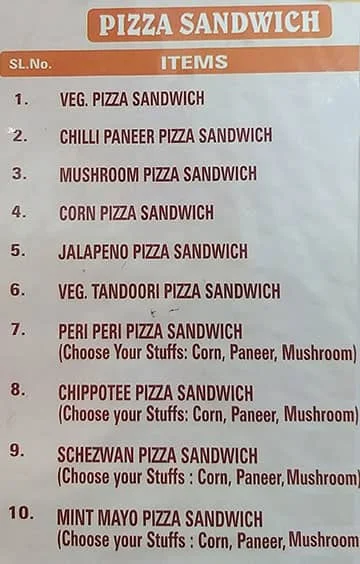 Niviram Sandwich Corner menu 